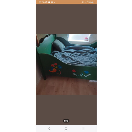 Brocante twijfelaar/kinderbed handbeschilderd afbeelding 2