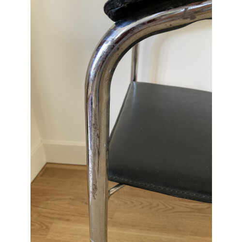 4 Italiaans Design Tuigleer Chroom Buisframe Stoelen afbeelding 3