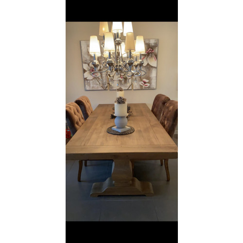 Salon tafel en eettafel vol eiken hout merk rofra afbeelding
