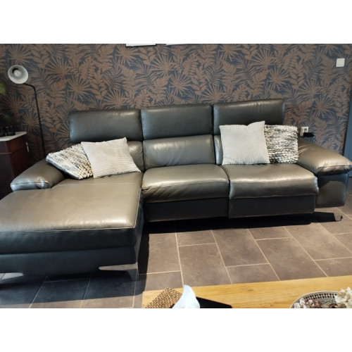 leren bank met relax en chaise longue afbeelding 3