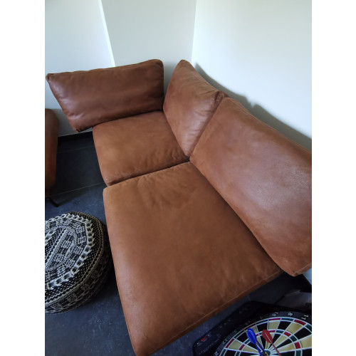 Cognac set van 2 sofa banken afbeelding 2
