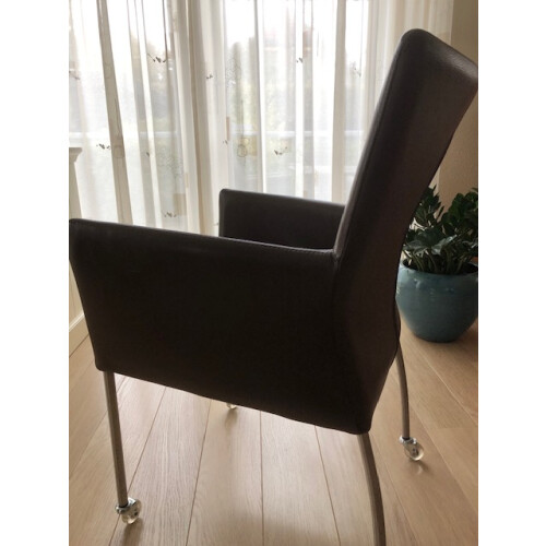 4 Leren eetkamerstoelen afbeelding 2