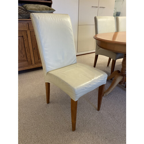 6 witte eetkamerstoelen met hoge leuning en leren bekleding afbeelding 2