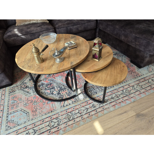 Set van 3 Mango houten salontafels afbeelding 3
