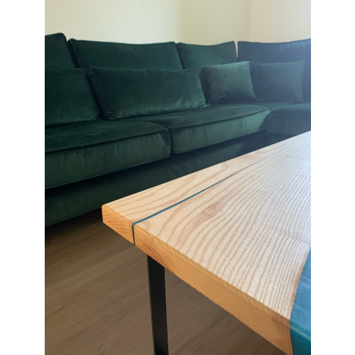 Luxe epoxy salontafel 130x60 cm 'Waterval' stijl afbeelding 2