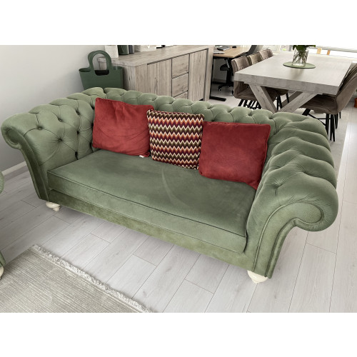 Groene chesterfield stijl bankstel 3+2 zits afbeelding 3