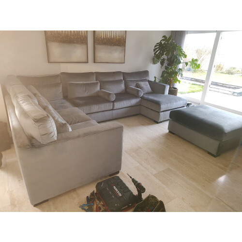 Luxe hoekbank + poef afbeelding 3