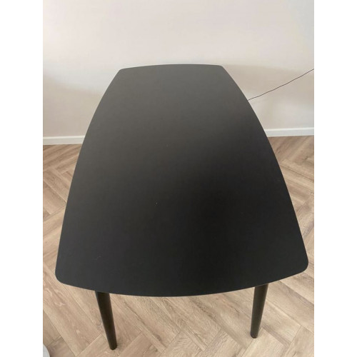 Zwarte houten tafel eettafel tafel 180x90 afbeelding 3