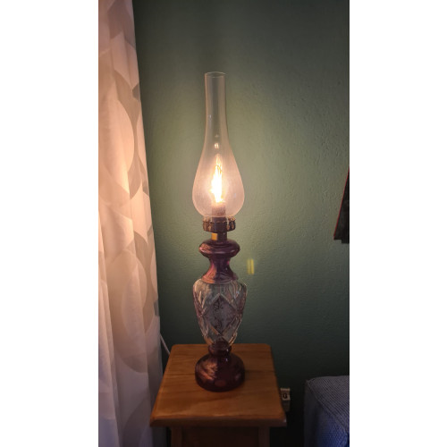 Antieke lamp (olielamp omgebouwd naar gloeilamp) afbeelding 3