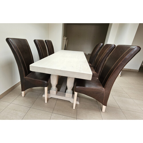 Massief eiken tafel met 6 stoelen afbeelding
