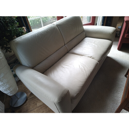 2,5 zits wit lederen bankstel afbeelding 2