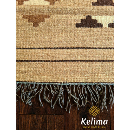 Handgemaakt Kelim vloerkleed 70 cm x 140 cm - Naturel Wol tapijt Kilim Uit Egypte - Handgeweven Loper tapijt - Woonkamer tapijt afbeelding 2