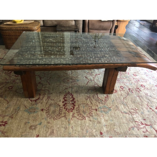 Unieke salontafel, olijfhout, handgemaakt afbeelding